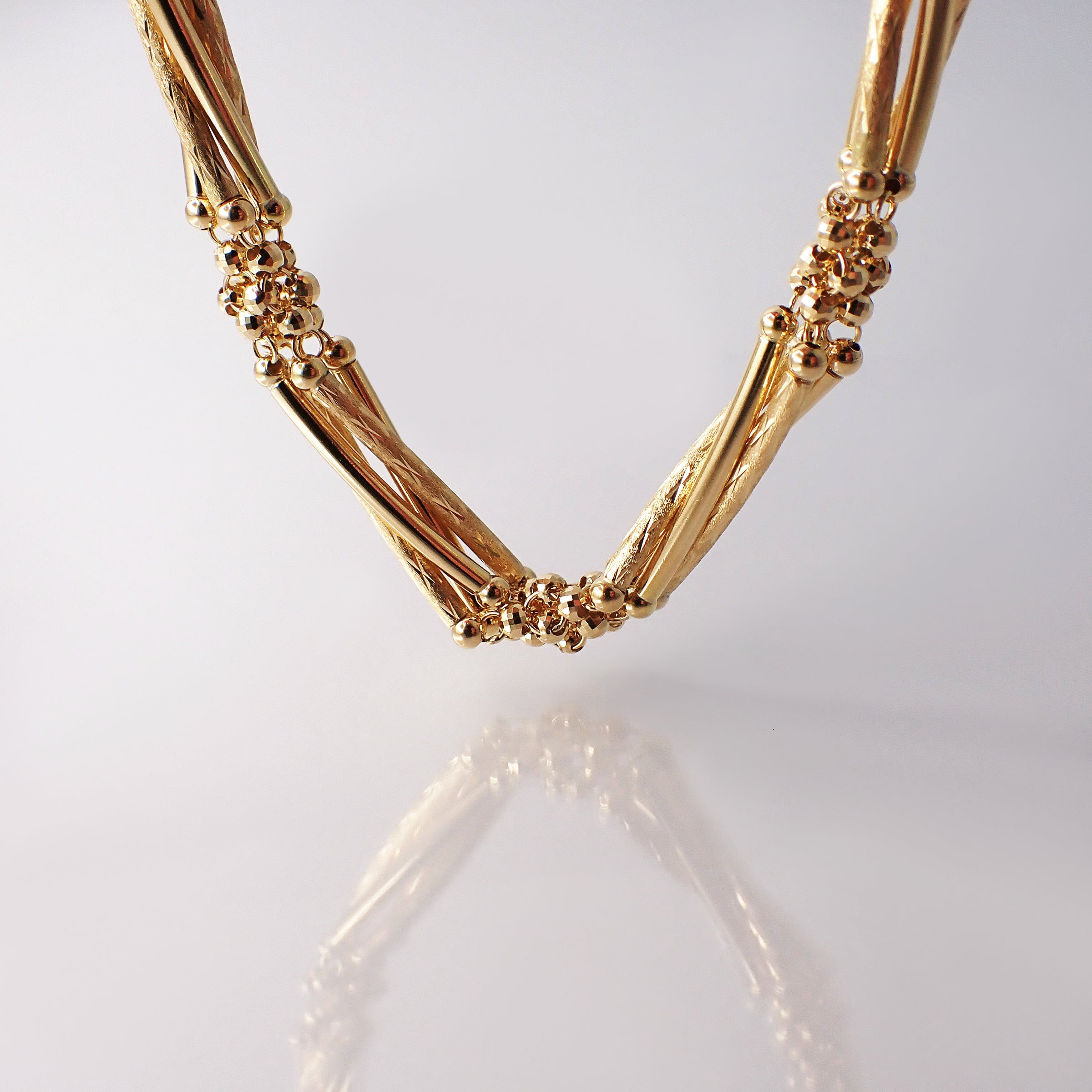 “Heritage 18” K18 Twisted Bamboo Necklaces
